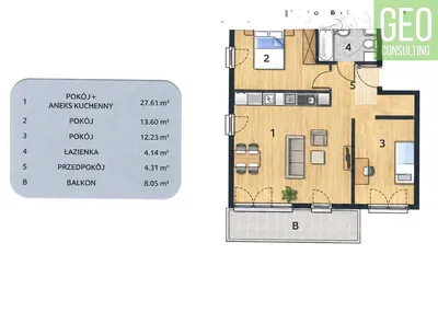 Wynajmę Mieszkanie Kraków - 61,89 m² - miniatura 4