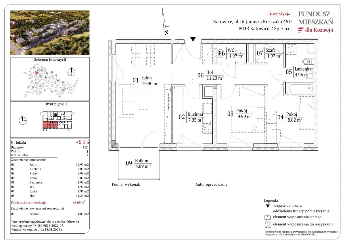 Wynajmę Mieszkanie Katowice - 66,69 m² - 1/12