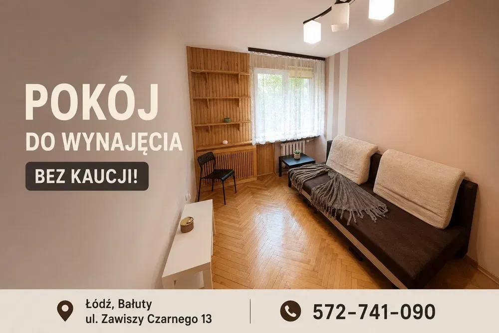 ОРЕНДА КІМНАТИ ŁÓDŹ BEZ KAUCJI Pokój dla 1 osoby / pary Wynajem Rent Room Аренда комнаты Bałuty Manufaktura - 1/8