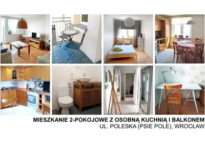 Mieszkanie 2-pokojowe z balkonem i osobną kuchnią, Wrocław/Psie-Pole/Poleska