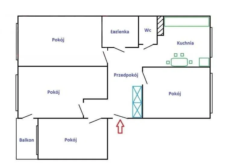 Mieszkanie 65m2 4 pokoje ul. Komandorska Wrocław - 1/6