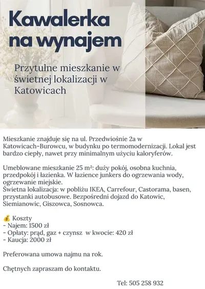 Wynajem kawalerka Katowice - miniatura 2