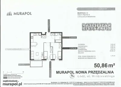 Na wynajem. Apartament na ul. Wróblewskiego 21N. Łódź. 51mkw - miniatura 5