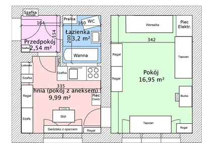 Pokój z kuchnią (2+aneks kuchenny) przy AGH UR PK UE UJ UKEN - właściciel