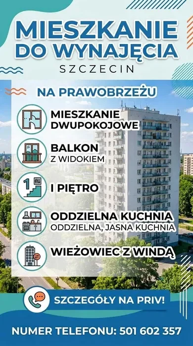 wynajmę dwupokojowe mieszanie na Prawobrzeżu - 1/8