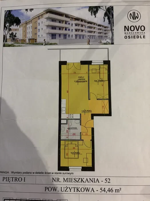 Nowoczesne mieszkanie 2 pokoje i salon z aneksem kuchennym, 54,5m2, ulica Nowowarszawska 130. - 1/8