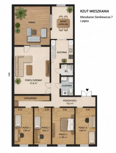 Wynajmę Przestronne 108 m² w kamienicy | prywatny taras 25 m² | działka 1200 m² | 4 pokoje + salon| piwnica.