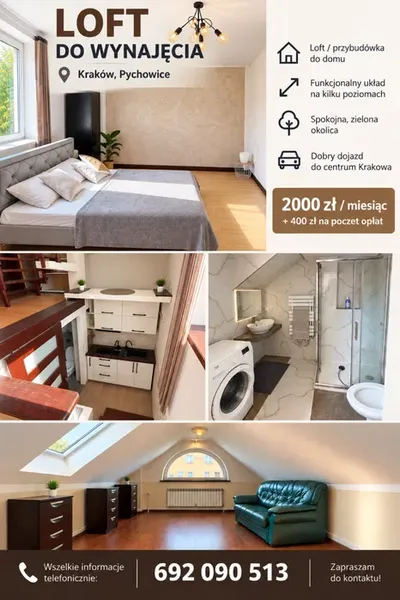 Loft do wynajęcia – Kraków, Pychowice – Skalica