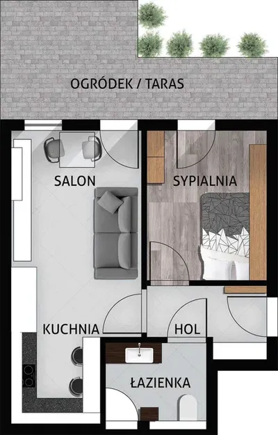 Dwupokojowe mieszkanie z tarasem na wynajem | ul. Tuchowska, Kraków - miniatura 2