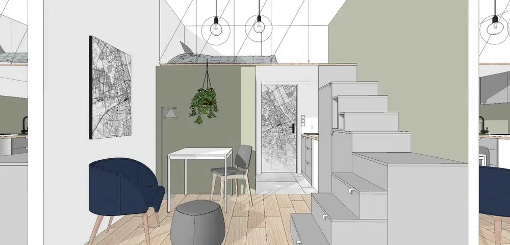 Mikro kawalerka studio z antresolą na Deotymy (Wola) - 1/8
