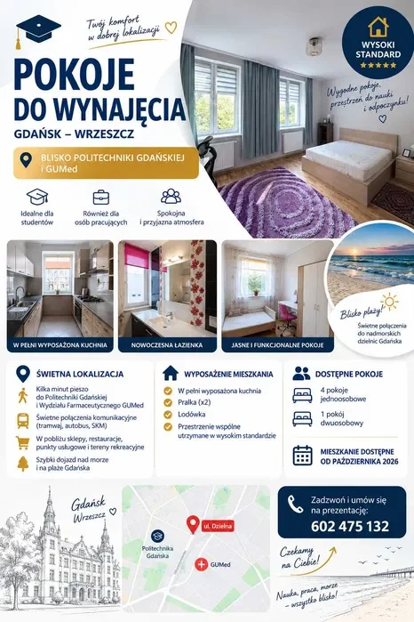 Pokoje do wynajęcia Gdańsk Wrzeszcz - 1/7