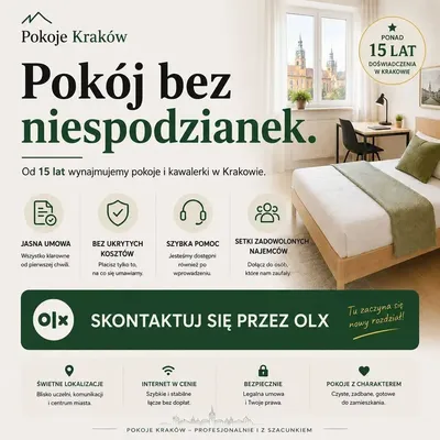 Pokój 1-os. — Ruczaj, Kampus UJ — cisza i zieleń - miniatura 5