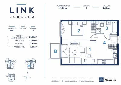 Przestronne mieszkanie 42 m² | Ruczaj | Czerwone Maki | balkon | klimatyzacja - miniatura 2