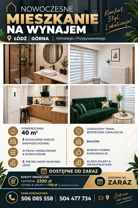 NOWA CENA Łódź Górna, 40 m², 3 niezależne pokoje – idealne dla studentów. - 1/9