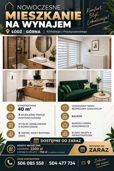 NOWA CENA Łódź Górna, 40 m², 3 niezależne pokoje – idealne dla studentów.