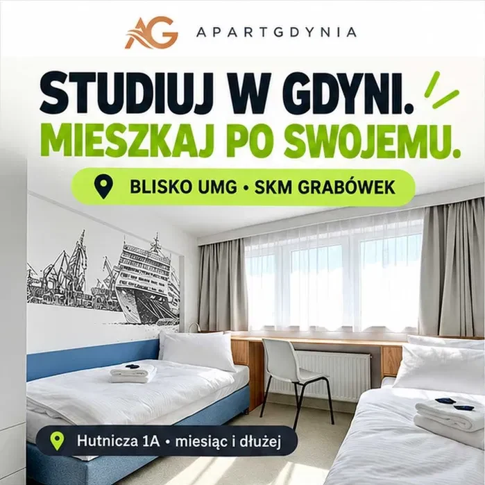 Studio dla studenta Gdynia, blisko UMG i SKM, miesiąc lub semestr - 1/4